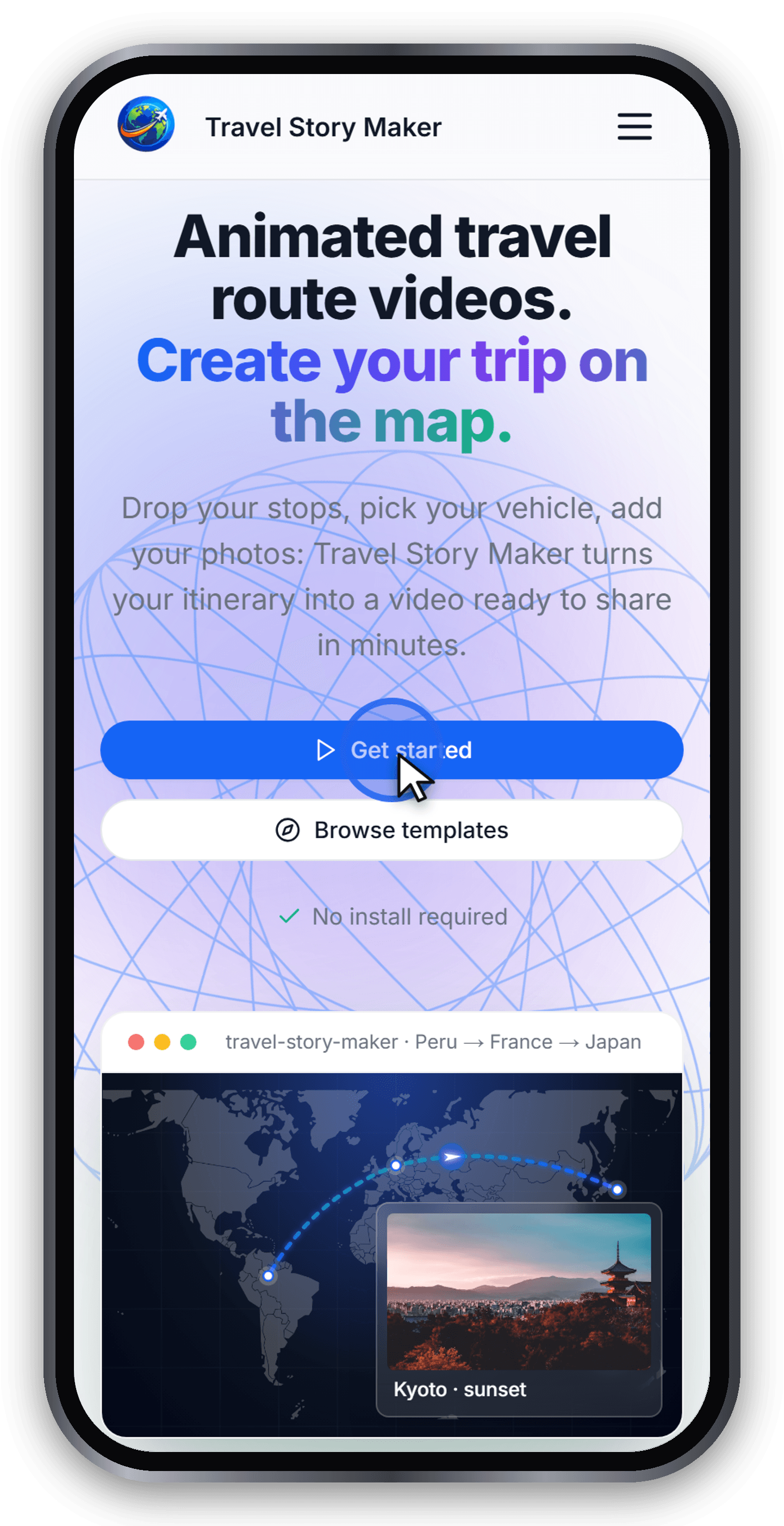 Travel Story Maker home page
