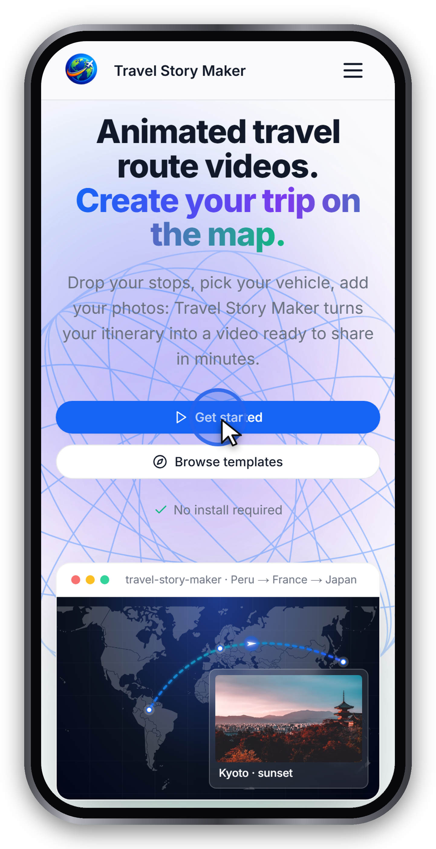 Travel Story Maker home page