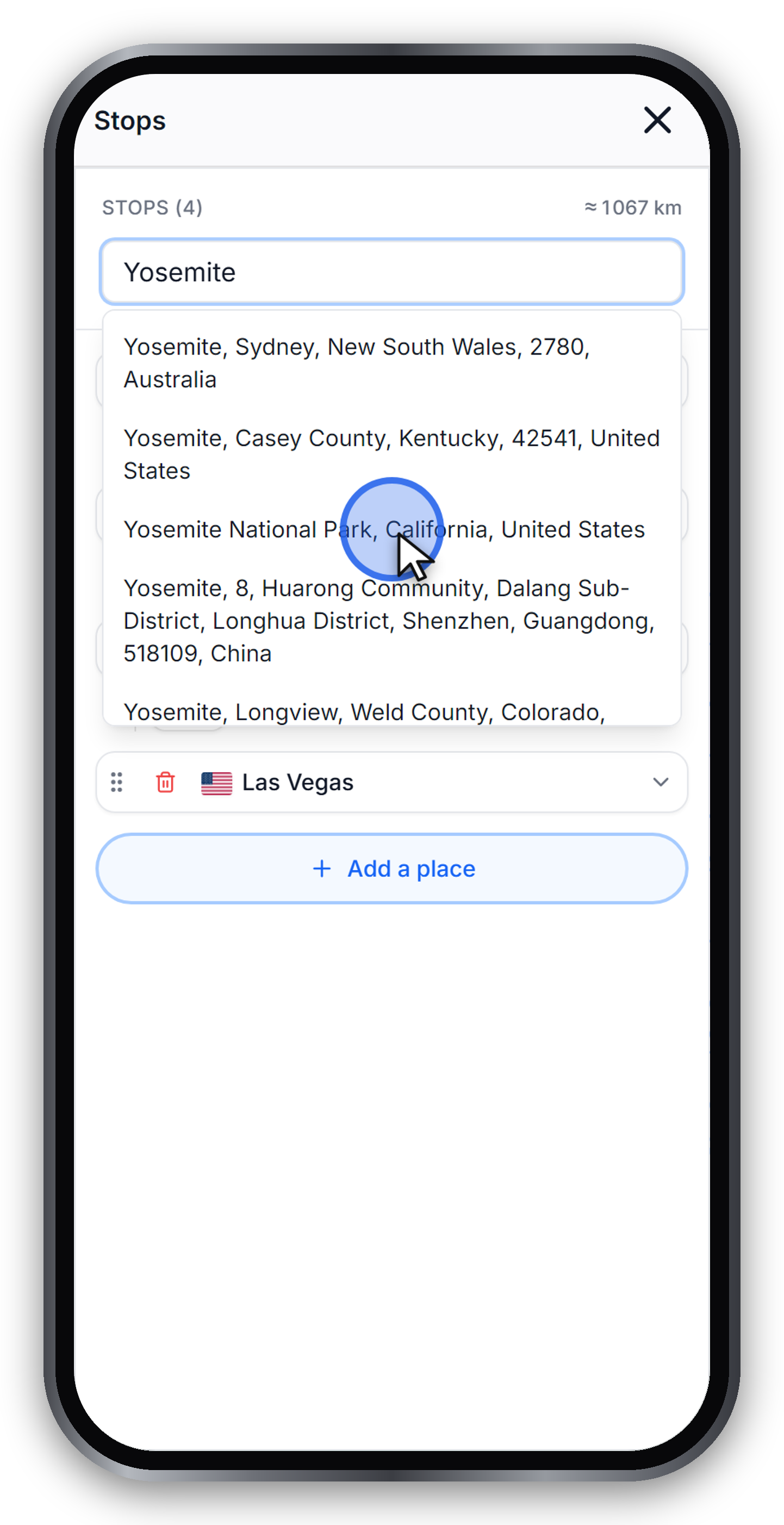 Adding Yosemite as the fifth stop
