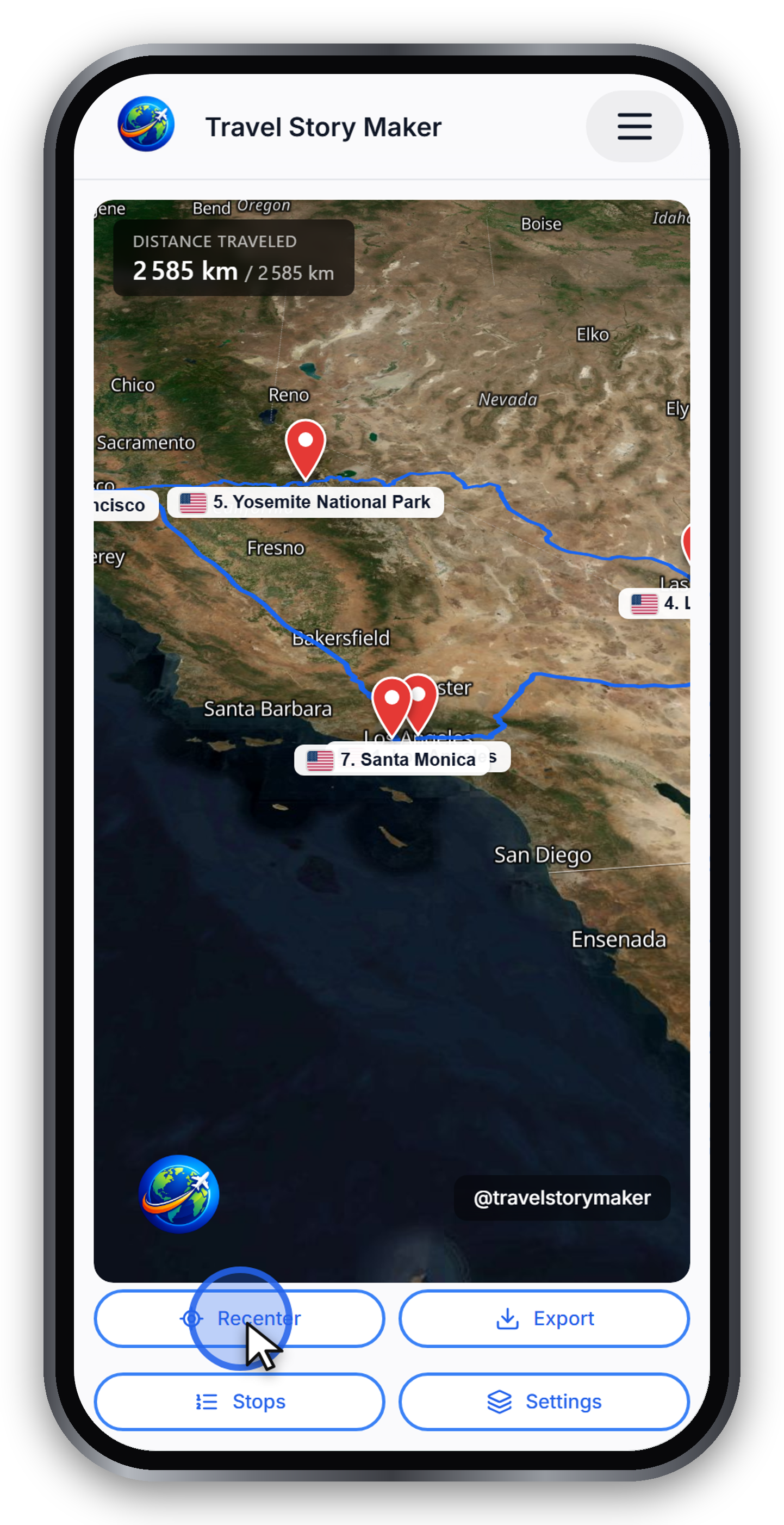 Recentering the map to fit all stops